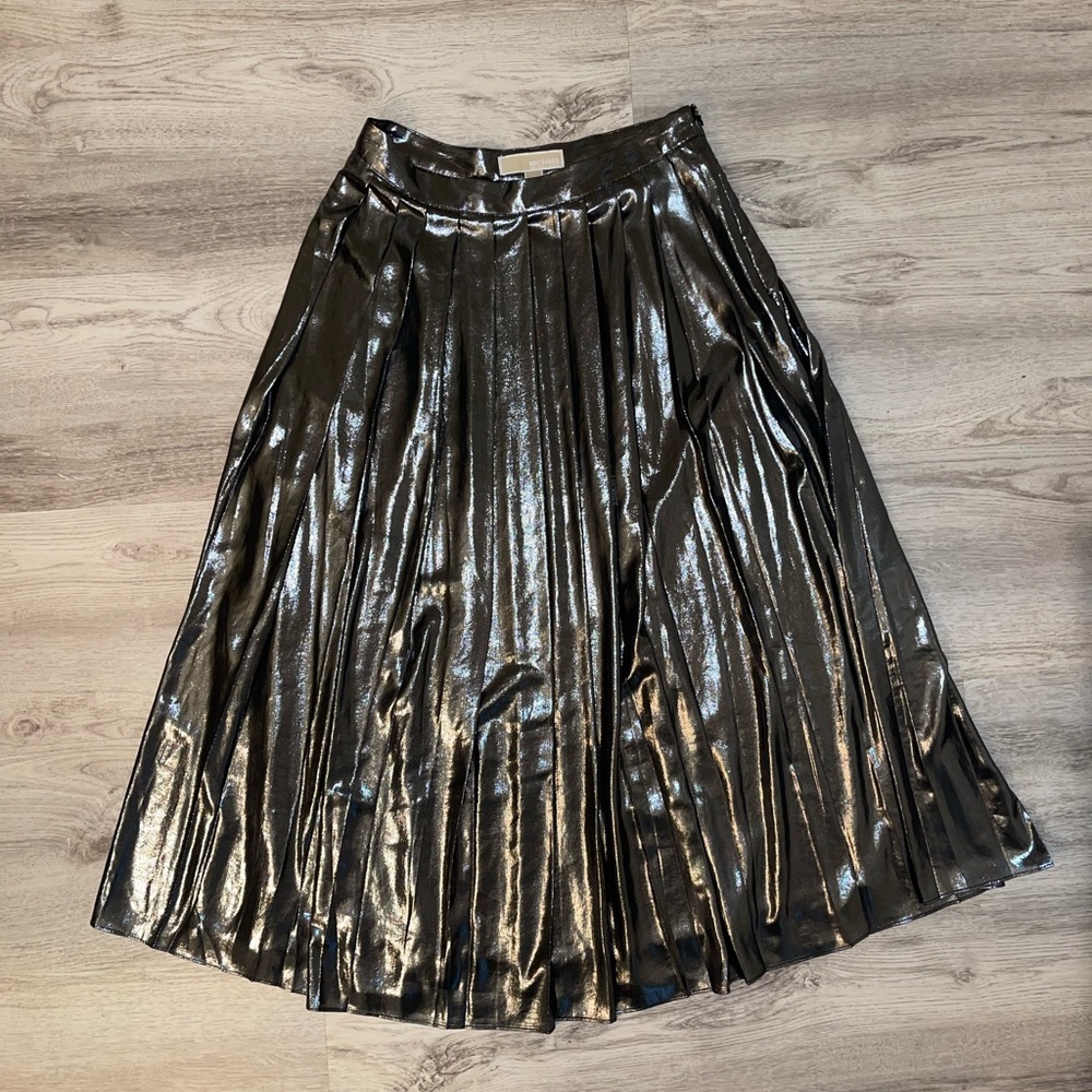 Michael Kors Metallic Pleated Skirt